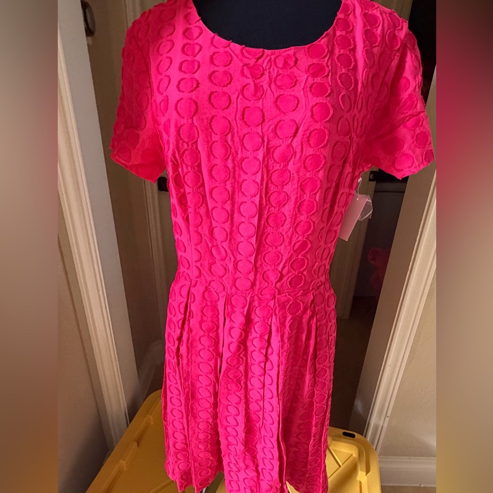 1. State Hot Pink Textured Fit-and-Flare Dress